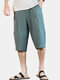 Mens Solid Color Breathable & Thin Elastic Drawstring Casual Light Shorts - Blue