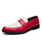 Men Microfiber Leather Slip Resistant Slip On Business Casual Formal Shoes - Red