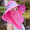 Female Shawl Mask Hat Removable Suit Thin Breathable Wide Brim Outdoor Sun Protection Hat  - Rose Red