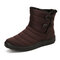 Buckle Cold Resistant Warm Fur Lining Waterproof Snow Ankle Boots For Women - Coffee