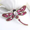 Luxury Dragonfly Rhinestones Crystal Brooch Pin Sweater Suit Badge Gift For Women Men  - Pink
