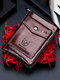 Men Genuine Leather Retro Solid Multi-slot Leather Card Holder Wallet - Coffee