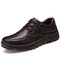 Men Large Size Cow Leather Wear-resistant Casual Shoes - Brown 1