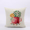 Hand-painted Style Green Plant Cactus Linen Cotton Cushion Cover Home Sofa Decor Throw Pillow Cover - #3