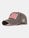 Men Washed Cotton Embroidery Baseball Cap Outdoor Sunshade Adjustable Hats - Black