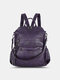 Women Vintage Lock Large Capacity Multi-Pocket Backpack Student Bag - Purple