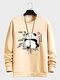 Mens Chinese Style Panda Bamboo Print Pullover Sweatshirts - Apricot