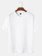 Mens Seersucker Texture Layered Hem Solid Short Sleeve T-Shirts - White