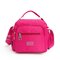 Women Waterproof Crossbody Bag Nylon Multi-zipper Sling Bag Handbag - Rose Red