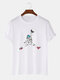 Mens Astronaut Graphic Short Sleeve Basic Tees T-shirts - White