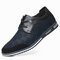 Men Special Suede Splicing Lace Up Soft Business Casual Shoes - Blue