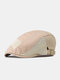 Menico Men Cotton Topstitched Outdoor Breathable Sunshade Short Brim Casual Vintage Forward Hats Beret Flat Caps - Khaki