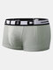 Men Solid Color Boxer Briefs Mesh Breathable Low Rise Pouch U Convex Underwear Boxers - Grey