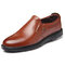 Men Pure Color Leather Slip Resistant Slip On Casual Shoes - Yellow Brown
