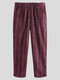 Mens Ethnic Stripe Printed Casual Long Length Corduroy Loose Pants - Red
