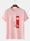 Mens Floral Japanese Graphic Crew Neck Short Sleeve Cotton T-Shirts - Pink