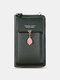 Faux Leather Zipper Buckle Design Crossbody Bag Multi-Pocket Clutch Bag Phone Bag Coin Purse - Dark Green