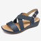 Large Size Women Casual Comfy Soft Cross Band Buckle Flat Sandals - Blue