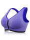 Women Sport Bras Front Zipper Full Cup Fitness Breathable Sweaty Yoga Activewear - Blue