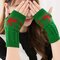 Knit Half Finger Typing Warm Female Elk Christmas Gloves - Green