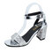 Women Open Toe Large Size  High Heels  Sandals - Silver
