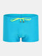 Men Sexy Solid Color Swim Trunks Retro Quick Dry Drawstring Beach Short Swimwear - Sky Blue