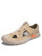Men Outdoor Hollow Out Hook Loop Hiking Casual Sandals - Khaki
