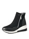 Women Solid Color Patchwork Casual Side Zipper Sport Short Boots - Black