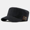 قبعات مسطحة من القطن المغسول للرجال في الهواء الطلق واقية من الشمس ، بلغت ذروتها قبعة أبي العسكرية - أسود