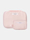 Women Dacron Brief Large Capacity Tri-fold Makeup Bag Waterproof Casual Cosmetic Bag - Pink