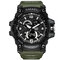 SMAEL Dual عرض ضد للماء Sports Watch رقمي Watch كوارتز Watch ساعة يد عسكرية للرجال - الجيش الأخضر