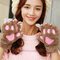 Cat Claw Gloves Half-finger Warm Plush Gloves - Coffee