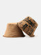 Unisex Cotton Double-sided Newspaper Letter Printing Fashion Personality Sunshade Bucket Hat - Khaki