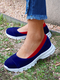 Women Shallow Mouth Comfy Slip On Loafers Casual Flat Shoes - Blue