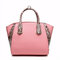 Fashion Women Leopard Print Bat Leather Handbag - Pink