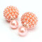 Elegant Double Sides Pearl Ball Earring - Pink
