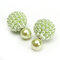 Elegant Double Sides Pearl Ball Earring - Green