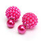 Elegant Double Sides Pearl Ball Earring - Rose Red