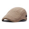 Men Cotton Beret Flat Cap Solid Color Ivy Gatsby Newsboy Sunshade Casual Peaked Forward Cap Adjustable Hat - Khaki