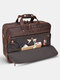 Multifunction 14 Inch Laptop Bag Multi-Layers Faux Fur Briefcase Business Handbag Crossbody Bag - Coffee