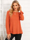 Solid Backless Twisted Long Sleeve Crew Neck T-shirt - Orange