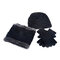 Hat Scarf Gloves Three-piece Beanie Velvet Knitted Wool Hat - Black