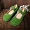 Round Toe Adjustable Hook Loop Comfort Women Flat Shoes - Green