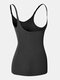 Plus Size Women Abdomen Control Stretch Adjustable Straps Skinny Fit Soft Vest Shapewear - Black