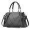 Women Faux Leather Simple Handbag Leisure Shoulder Bag - Grey