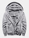 Mens Winter Thicken Solid Zipper Front Casual Relaxed Fit Hooded Jackets - Gray