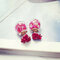 Sweet Elegant Earrings Glass Wishing Ball Star Rose Flower Earrings for Women Gift - Red