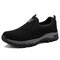 Men Suede Non Slip Outdoor Soft Sole Casual Hiking Sneakers - Black