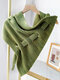 Women Knitted Solid Color Dual-use Triangle Scarf Shawl - Green