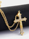 Trendy Hip Hop Jesus Statue Decoration Cross-shape Twist Chain Rhinestone Alloy Necklace - Gold